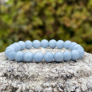 Angelite Bracelet Beaded stretch healing crystal